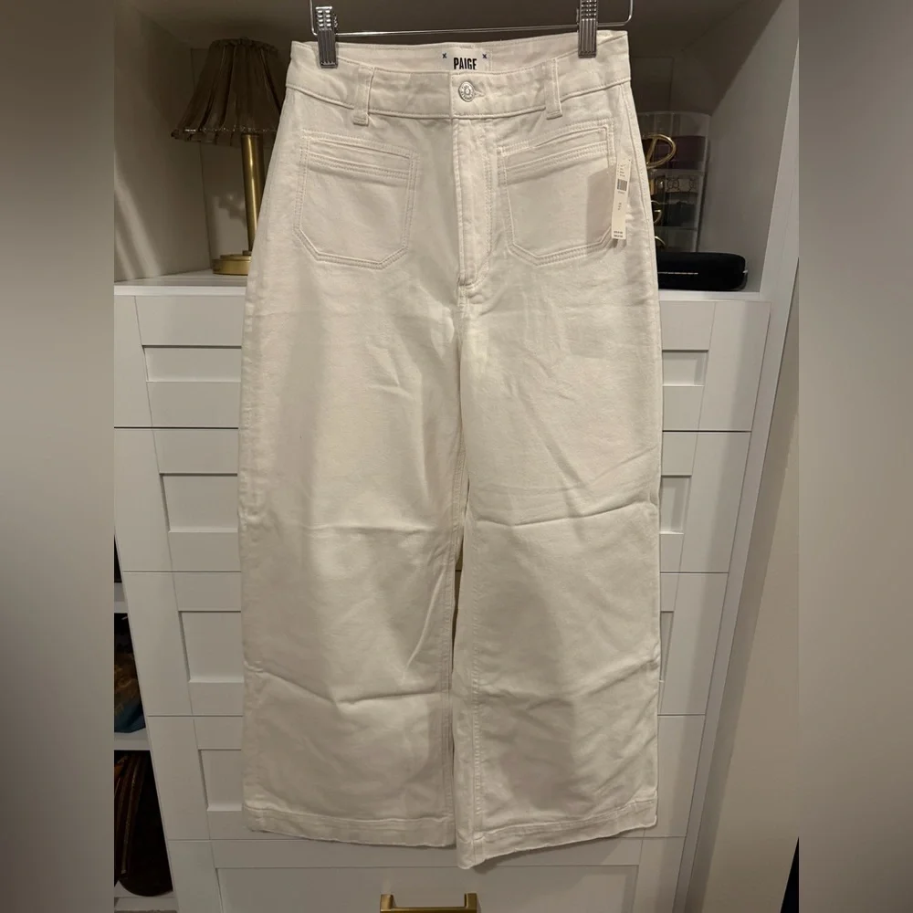 PAIGE Harper Ankle High-Rise Wide Leg Jean in Tonal Ecru - Picture 5 of 10